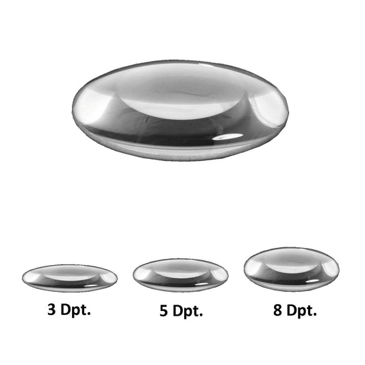 Lumeno kristalheldere of standaard glazen lens in 3, 5 of 8 dioptrieën met 125 mm