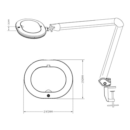 Lumeno 861XGR Loeplamp/werkpleklamp 60 LED's ovale lens rubberen ring